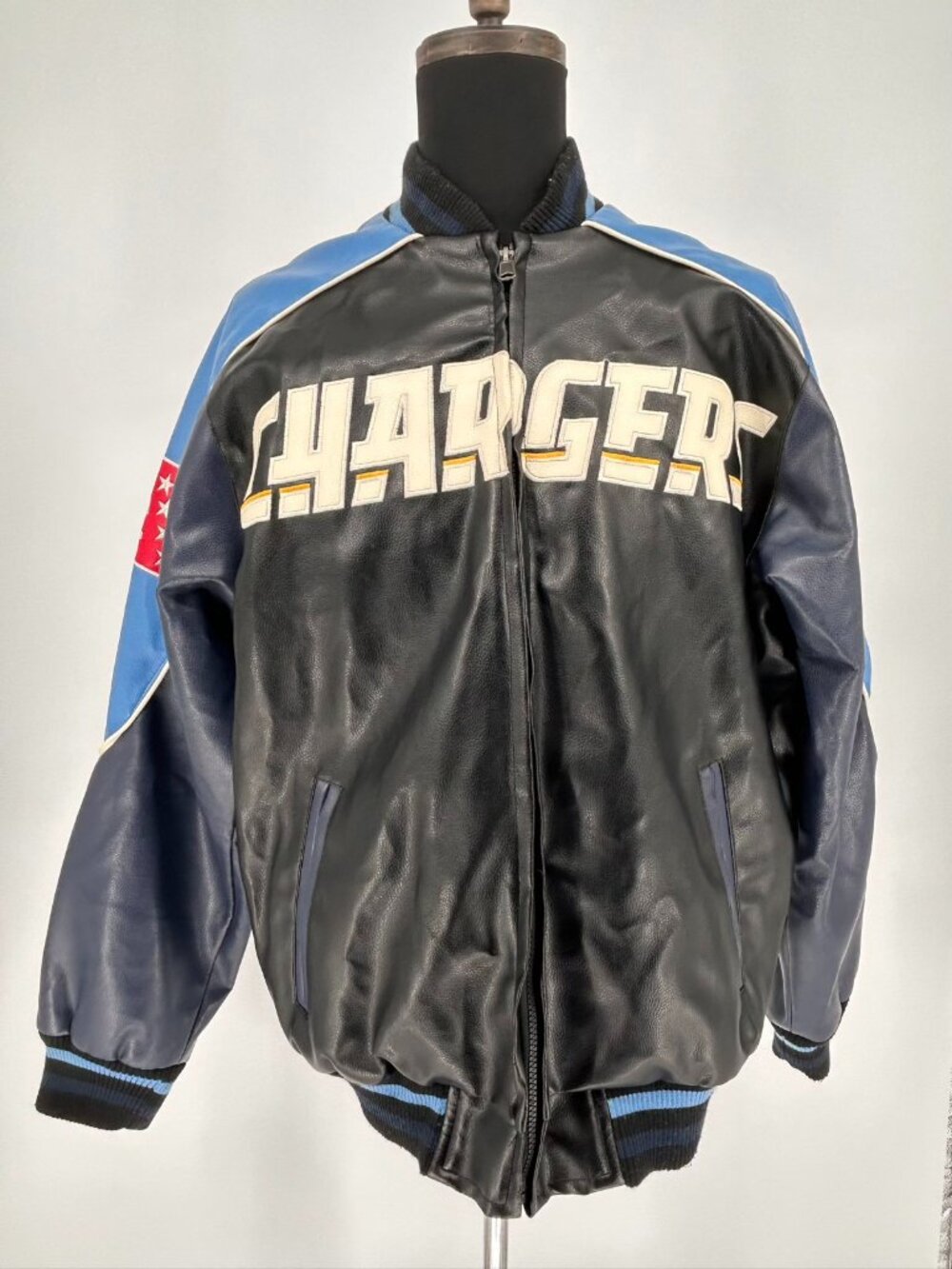 San Diego Chargers G-III Faux Leather Varsity Jacket Mens M NFL AFC Powder Blue